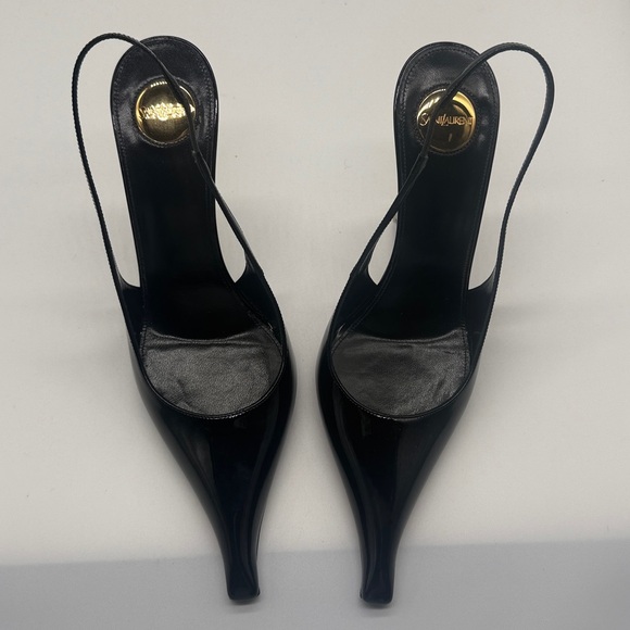 Saint Laurent Miller Patent Leather Acrylic Wedge Pumps in Nero Black Size 39 - Picture 7 of 16